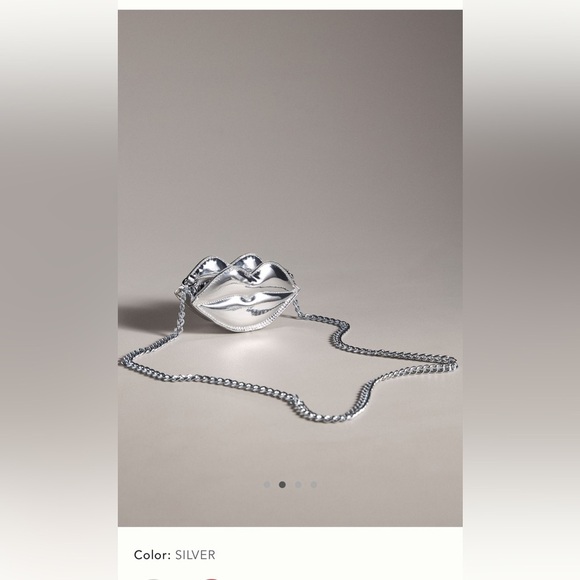 Anthropologie Handbags - NWT new Anthropologie shiraleah silver lips mini bag purse crossbody chain